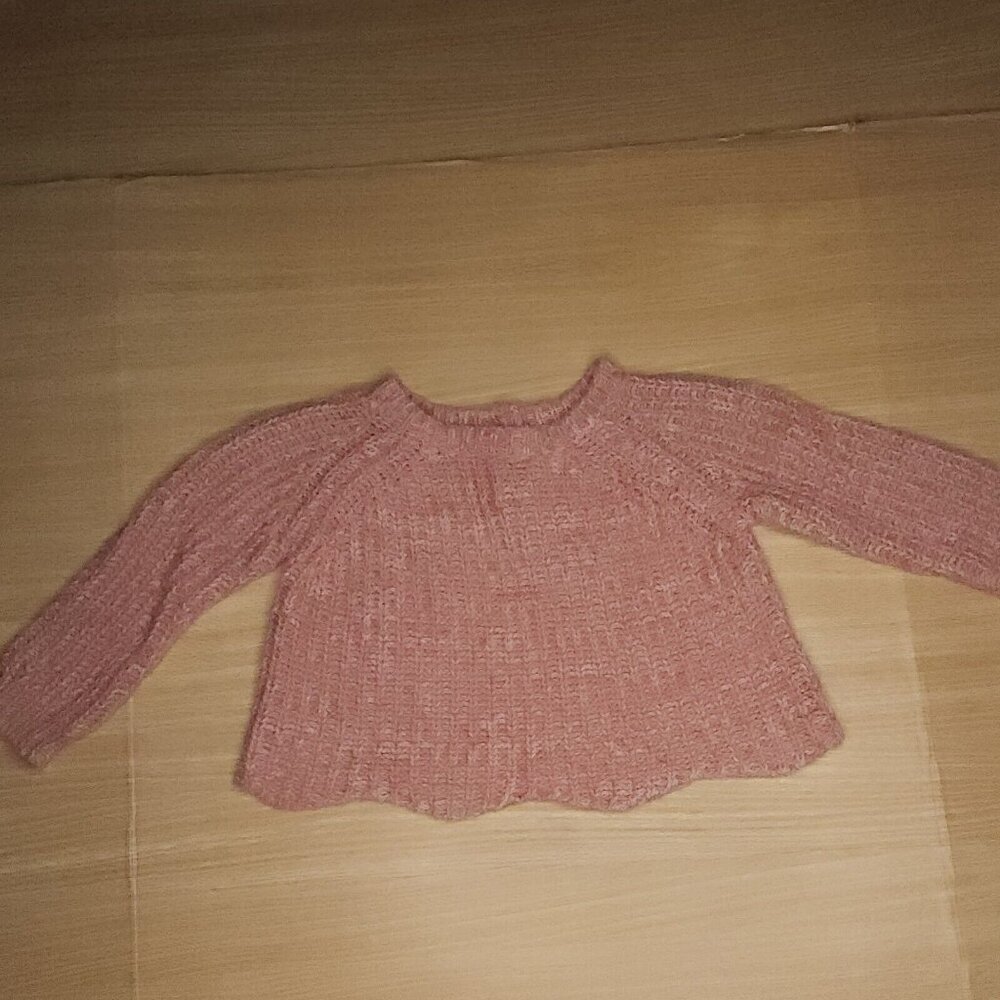 Crazy 8 Toddler Girls Pink Cropped Boxy Scalloped Hem Sweater 18-24 Months